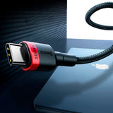Cablu Baseus de date Cafule (Catklf-AL91), USB-C to Type-C, PD 2.0, 100W, 2m, negru;rosu