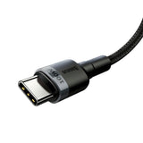 Cablu Baseus de date Cafule (Catklf-ALG1), Type-C to Type-C, Flash Charging, PD 2.0, 100W, 480Mbps, 2m, negru;gri