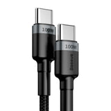 Cablu Baseus de date Cafule (Catklf-ALG1), Type-C to Type-C, Flash Charging, PD 2.0, 100W, 480Mbps, 2m, negru;gri
