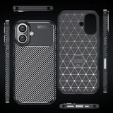 Husa pentru iPhone 16 Plus, Techsuit CarbonFiber, negru
