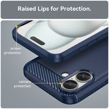 Husa pentru iPhone 16 Plus, Techsuit Carbon Silicone, albastru