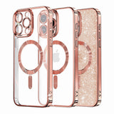 Husa pentru iPhone 16 Pro, Techsuit Lux Glitter MagSafe, roz auriu