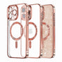 Husa pentru iPhone 16 Pro, Techsuit Lux Glitter MagSafe, roz auriu