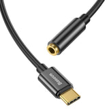 Adaptor Baseus, Audio Cable L54 Catl54 01 Type-C to Jack 3 5mm DAC Chip Converter Koff A3d2de, Negru