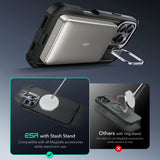 Husa pentru iPhone 16 Pro, ESR Cyber Armor Kickstand, gri