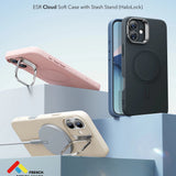 Husa pentru iPhone 16 Plus, ESR Cloud Soft HaloLock Kickstand, crem