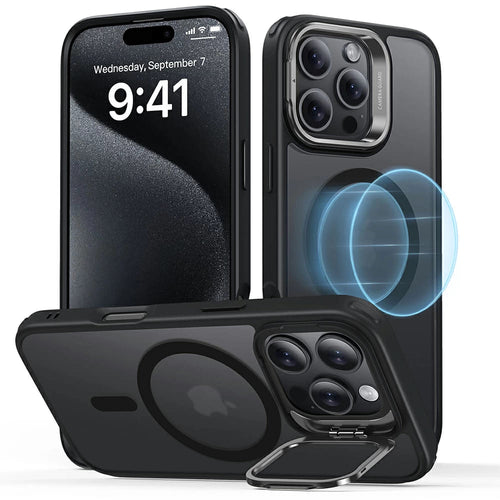 Husa pentru iPhone 16 Pro Max, ESR Classic Hybrid HaloLock Kickstand, negru frost