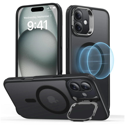 Husa pentru iPhone 16, ESR Classic Hybrid HaloLock Kickstand, negru frost