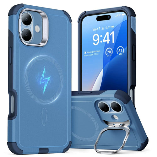 Husa pentru iPhone 16, ESR Cyber Armor Kickstand, albastru