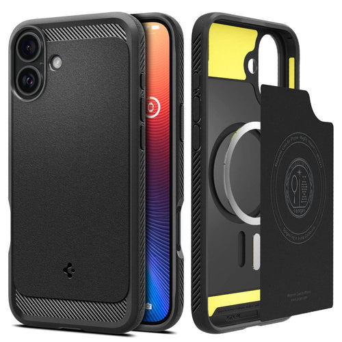 Husa pentru iPhone 16, Spigen Rugged Armor MagSafe (ACS08214), negru