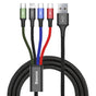 Cablu Baseus de date 4in1 (CA1T4-B01), USB to Lightning, 2 x Type-C, Micro-USB, 3.5A, 1.2m, negru;multicolor