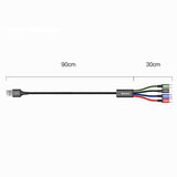 Cablu Baseus de date 4in1 (CA1T4-B01), USB to Lightning, 2 x Type-C, Micro-USB, 3.5A, 1.2m, negru;multicolor