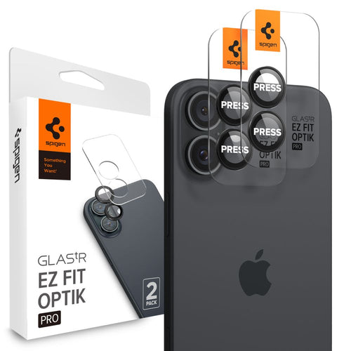 Folie de protectie pentru iPhone 16, Spigen (2 pack) Optik.tR EZ Fit Pro Camera Glass (AGL07921)