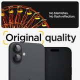 Folie de protectie pentru iPhone 16, Spigen (2 pack) Optik.tR EZ Fit Pro Camera Glass (AGL07921)