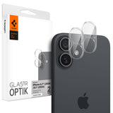 Folie de protectie pentru iPhone 16, Spigen (2 pack) Optik.tR Camera Glass (AGL07923)