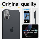 Folie de protectie pentru iPhone 16, Spigen (2 pack) Optik.tR Camera Glass (AGL07923)