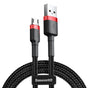 Cablu Baseus de date Cafule (Camklf-C91), USB to Micro-USB, 1.5A, 2m, negru;rosu