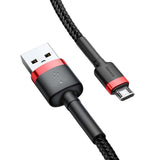 Cablu Baseus de date Cafule (Camklf-C91), USB to Micro-USB, 1.5A, 2m, negru;rosu