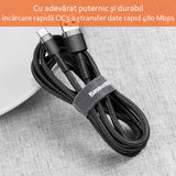 Cablu Baseus de date Cafule (Catklf-CG1), USB to Type-C, 2A, 2M, negru;gri