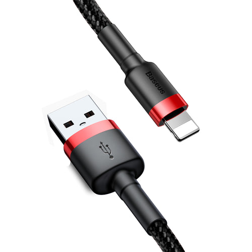 Cablu Baseus de date Cafule (Calklf-C19), USB to Lightning, 1.5A, 2m, negru;rosu