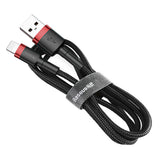 Cablu Baseus de date Cafule (Calklf-C19), USB to Lightning, 1.5A, 2m, negru;rosu