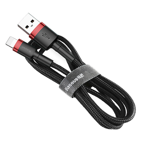 Cablu Baseus de date Cafule (Calklf-C19), USB to Lightning, 1.5A, 2m, negru;rosu