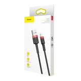 Cablu Baseus de date Cafule (Calklf-C19), USB to Lightning, 1.5A, 2m, negru;rosu
