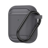 Husa casti pentru AirPods Pro 1/2, Techsuit Carbon Silicone, gri