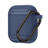 Husa casti pentru AirPods Pro 1/2, Techsuit Carbon Silicone Navy, alb