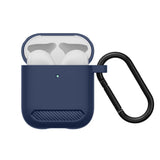 Husa casti pentru AirPods Pro 1/2, Techsuit Carbon Silicone Navy, alb