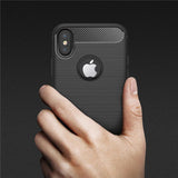 Husa pentru iPhone X, iPhone 10, Techsuit Carbon Silicone, albastru
