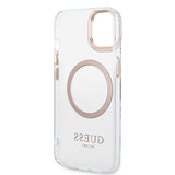 Husa pentru iPhone 15 Plus, Guess Metal Outline MagSafe (GUHMP15MHTRMD), auriu
