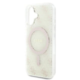 Husa pentru iPhone 16 Plus, Guess IML 4G Background MagSafe (GUHMP16MH4DTEH), alb