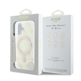 Husa pentru iPhone 16 Plus, Guess IML 4G Background MagSafe (GUHMP16MH4DTEH), alb