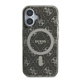Husa pentru iPhone 16, Guess IML 4G Background MagSafe (GUHMP16SH4DTEW), maro