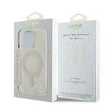 Husa pentru iPhone 16 Pro, Guess IML 4G Background MagSafe (GUHMP16LH4DTEH), alb
