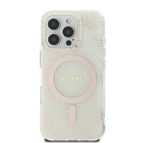Husa pentru iPhone 16 Pro, Guess IML 4G Background MagSafe (GUHMP16LH4DTEH), alb