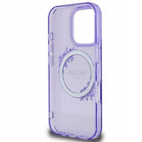 Husa pentru iPhone 16 Pro, Guess IML Flowers Wreath MagSafe (GUHMP16LHFWFCU), mov