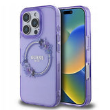 Husa pentru iPhone 16 Pro, Guess IML Flowers Wreath MagSafe (GUHMP16LHFWFCU), mov