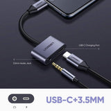 Adaptor UGREEN Adapter 2in1 CM193 (50596), USB-C to Type-C, Jack 3.5mm, Gri