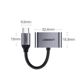 Adaptor UGREEN Adapter 2in1 CM193 (50596), USB-C to Type-C, Jack 3.5mm, Gri