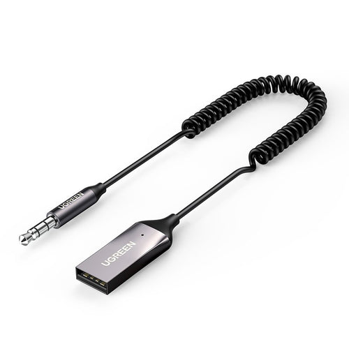 Adaptor UGREEN Wireless Audio Receiver CM309 (70601), Jack 3.5mm Output to Car Auxiliary cu Mic, Gri