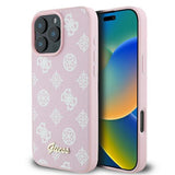 Husa pentru iPhone 16 Pro, Guess Peony Script MagSafe (GUHMP16LPGPYSP), roz