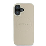 Husa pentru iPhone 16, Guess Grained Gold Ring MagSafe (GUHMP16SPGHSMME), bej