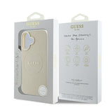 Husa pentru iPhone 16, Guess Grained Gold Ring MagSafe (GUHMP16SPGHSMME), bej