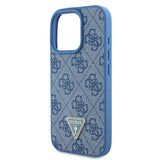 Husa pentru iPhone 16 Pro Max, Guess Leather Metal Logo Strass Crossbody (GUHCP16XP4TDSCPB), albastru