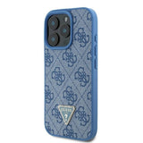 Husa pentru iPhone 16 Pro Max, Guess Leather Metal Logo Strass Crossbody (GUHCP16XP4TDSCPB), albastru
