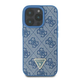 Husa pentru iPhone 16 Pro Max, Guess Leather Metal Logo Strass Crossbody (GUHCP16XP4TDSCPB), albastru