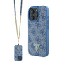 Husa pentru iPhone 16 Pro Max, Guess Leather Metal Logo Strass Crossbody (GUHCP16XP4TDSCPB), albastru