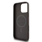 Husa pentru iPhone 16 Pro Max, Guess 4G Ring Classic Logo MagSafe (GUHMP16XG4GFRW), maro